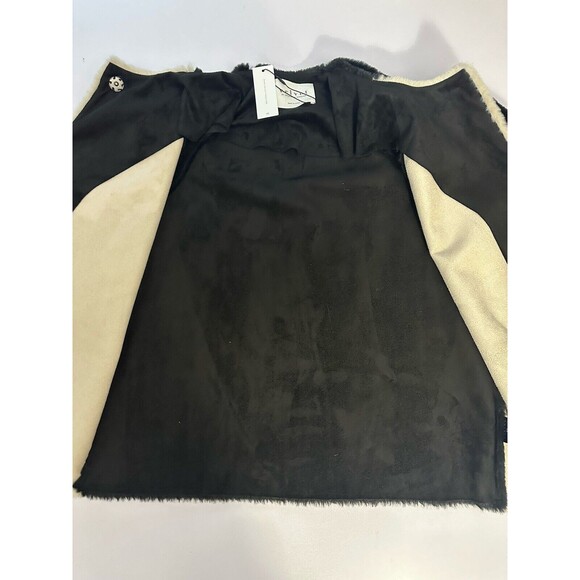 Velvet by Graham & Spencer Color-block Black Tan Faux Fur Jacket Women XS Coat - Picture 6 of 8
